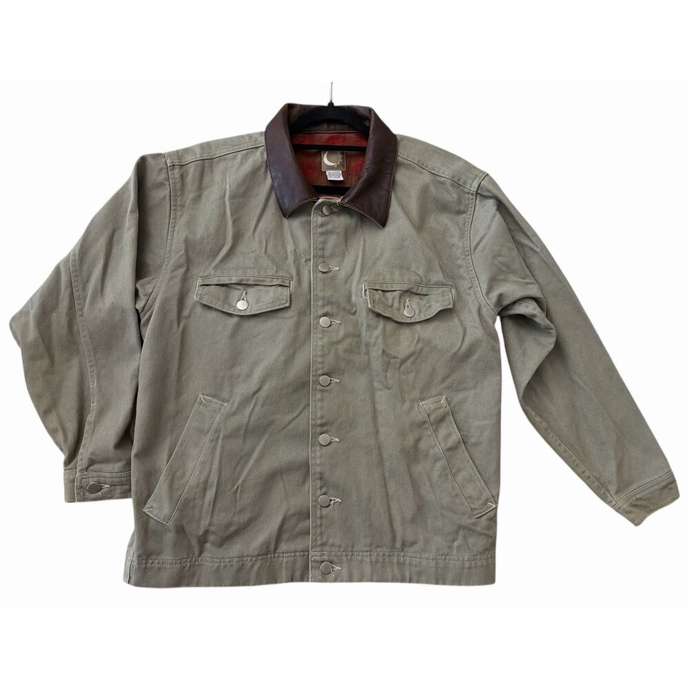 Vintage Marlboro Gear Barn Chore Jacket Leather Collar Flannel Lined Men’s M‎